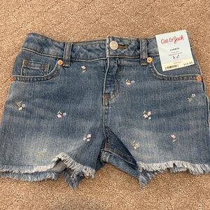 Cat & Jack Blue Denim Shorts with Floral Details